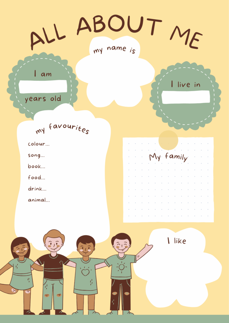 Yellow Green Illustrated All About Me Poster